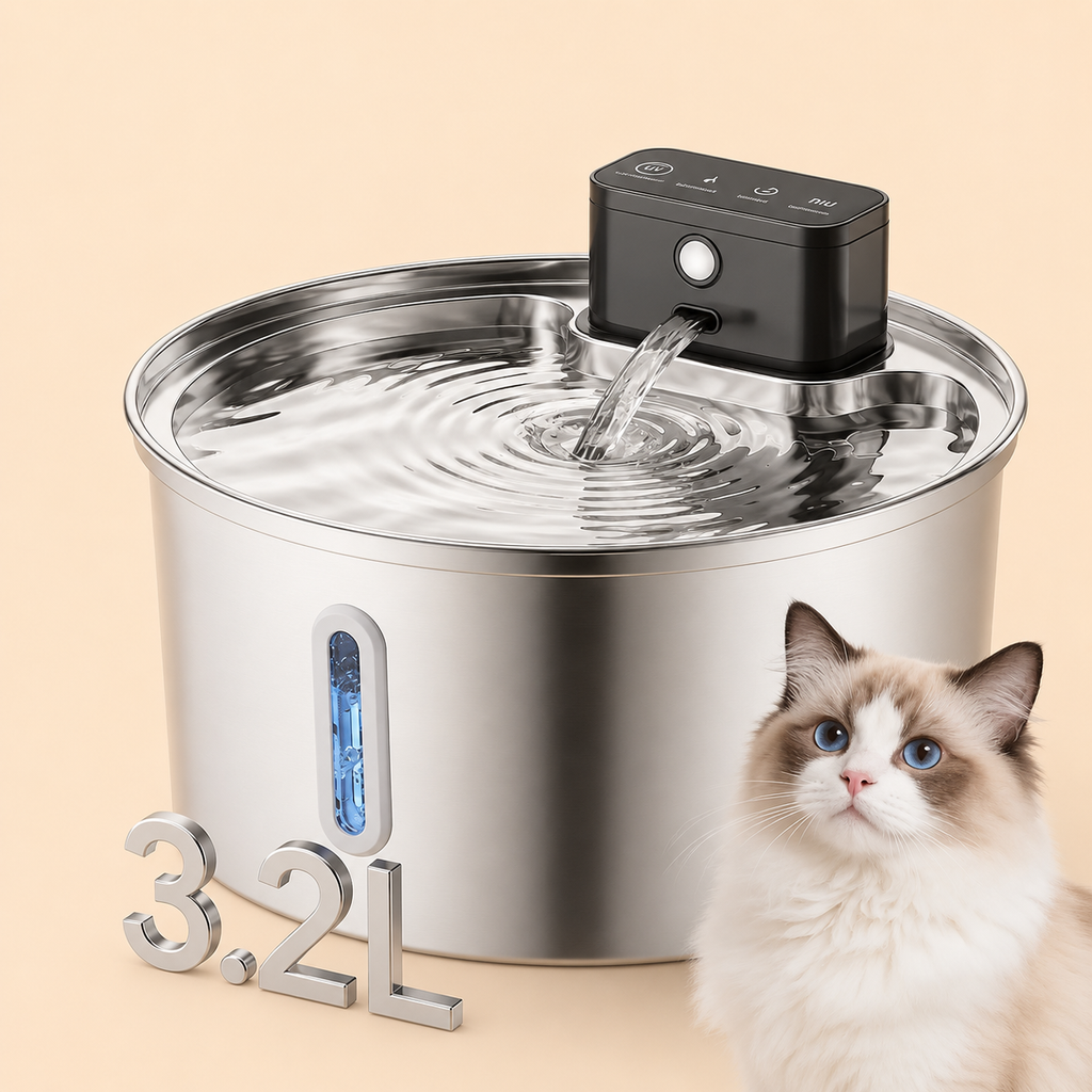 Wireless Stainless Steel Pet Water Fountain – 3.2L