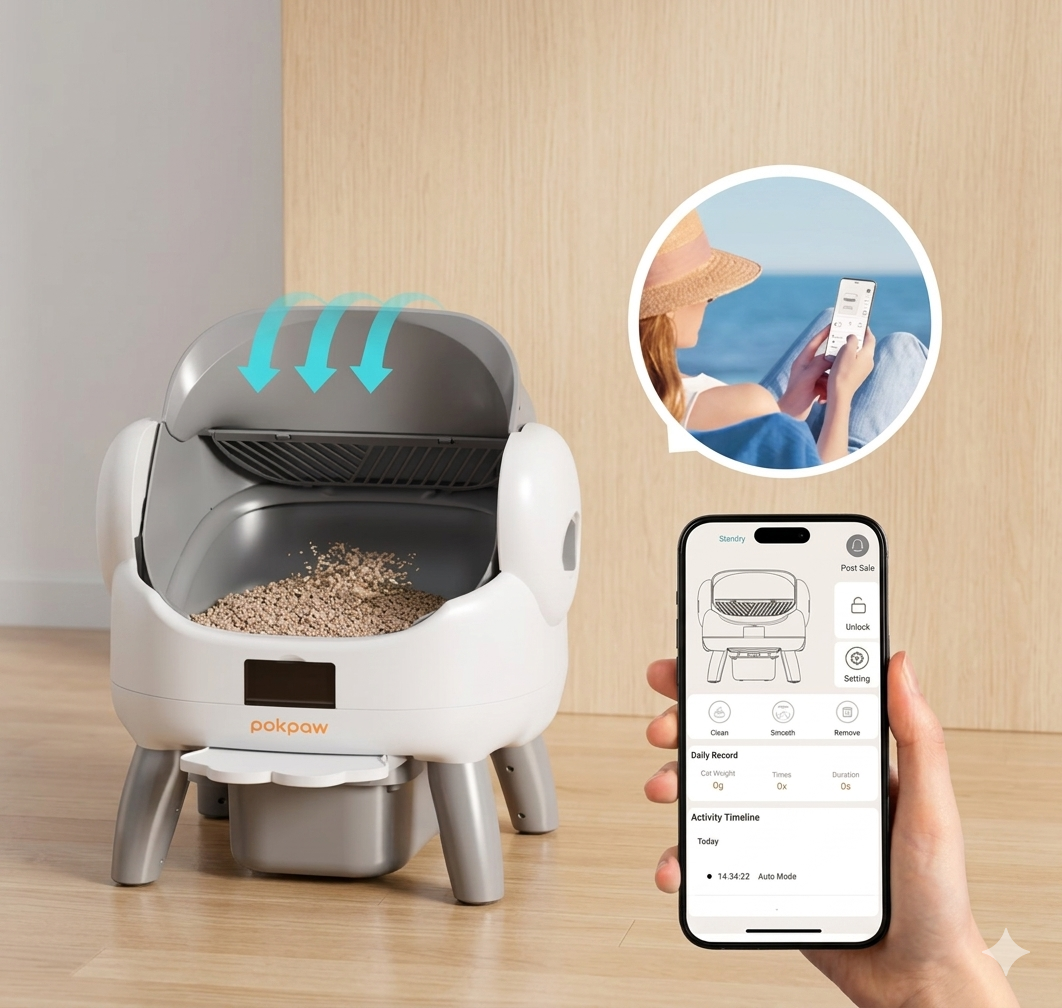 Automatic Cat Litter Box App 72L Large