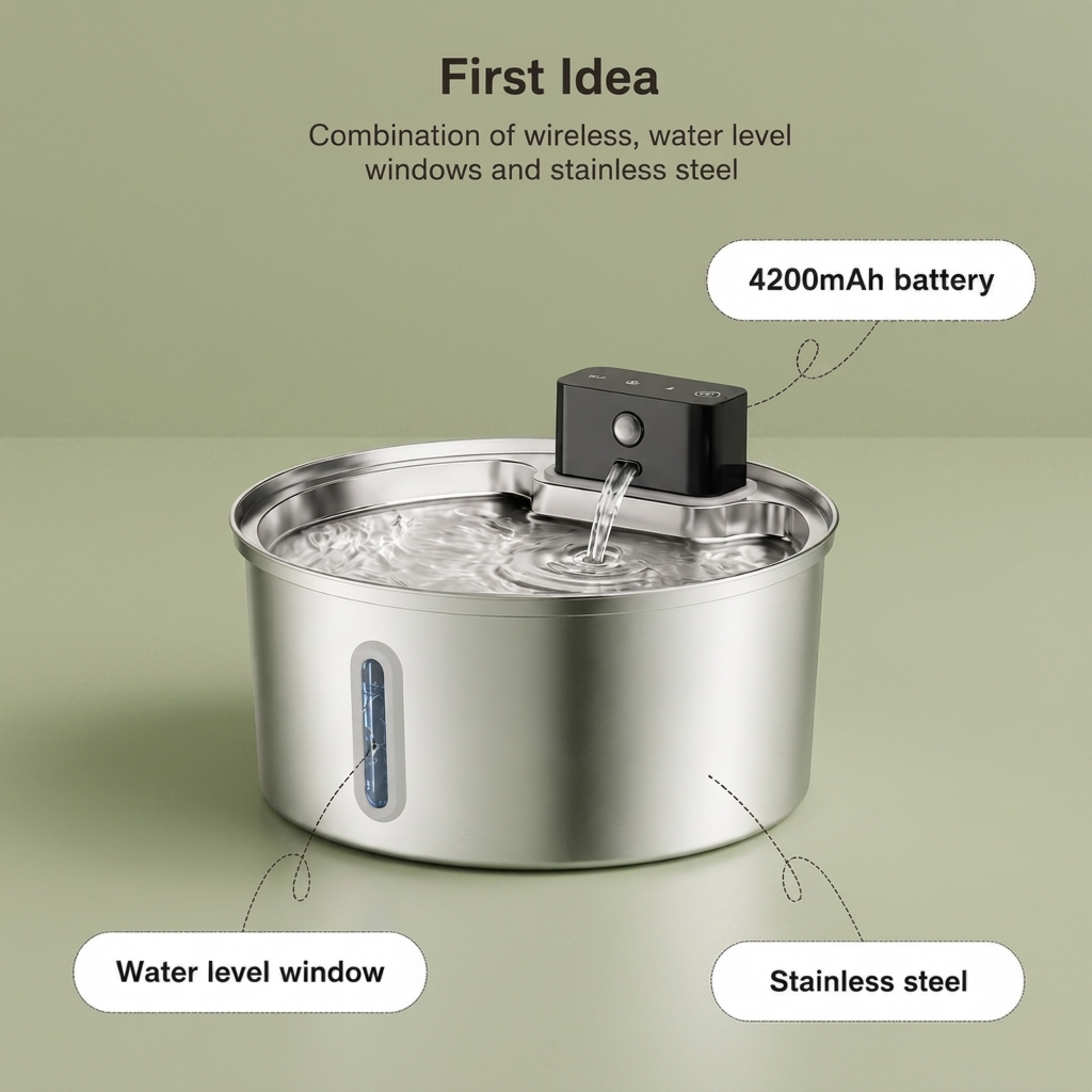 Wireless Stainless Steel Pet Water Fountain – 3.2L