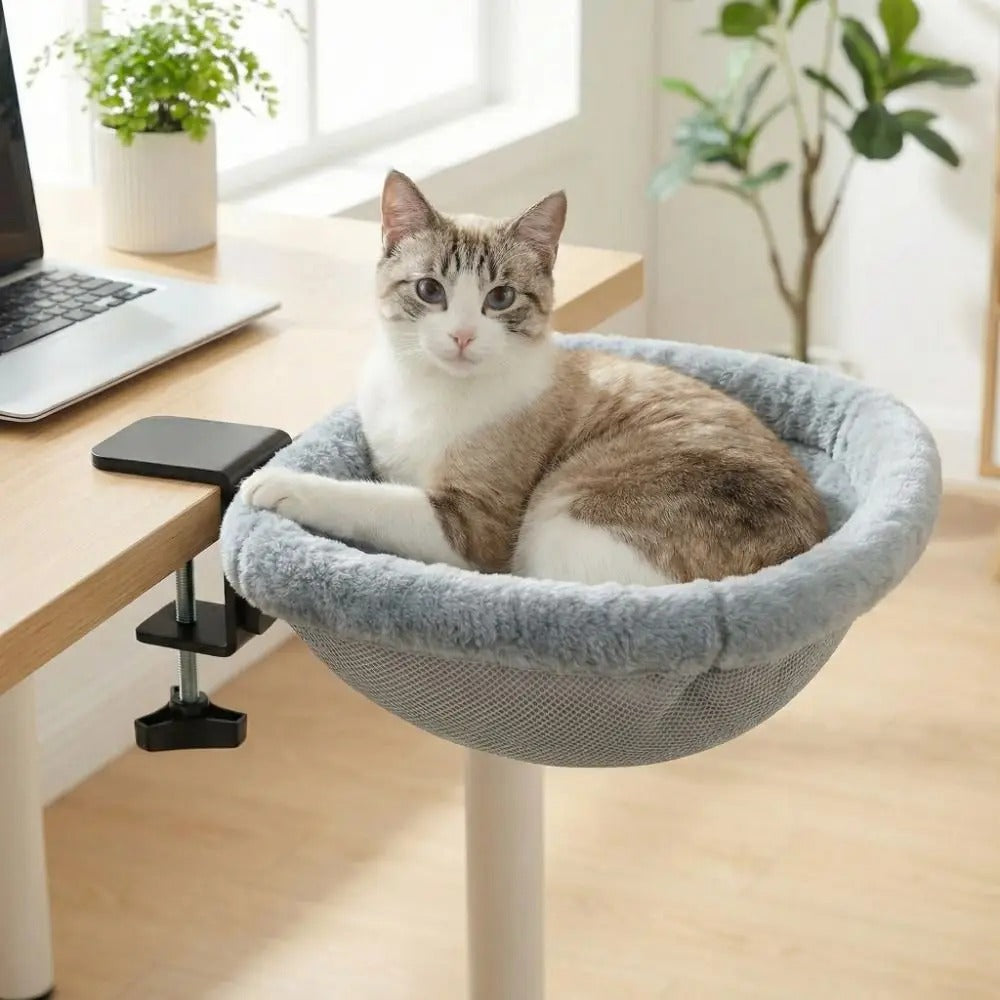 Space-Saving Desk Cat Hammock & Semi-Circular Window Bed